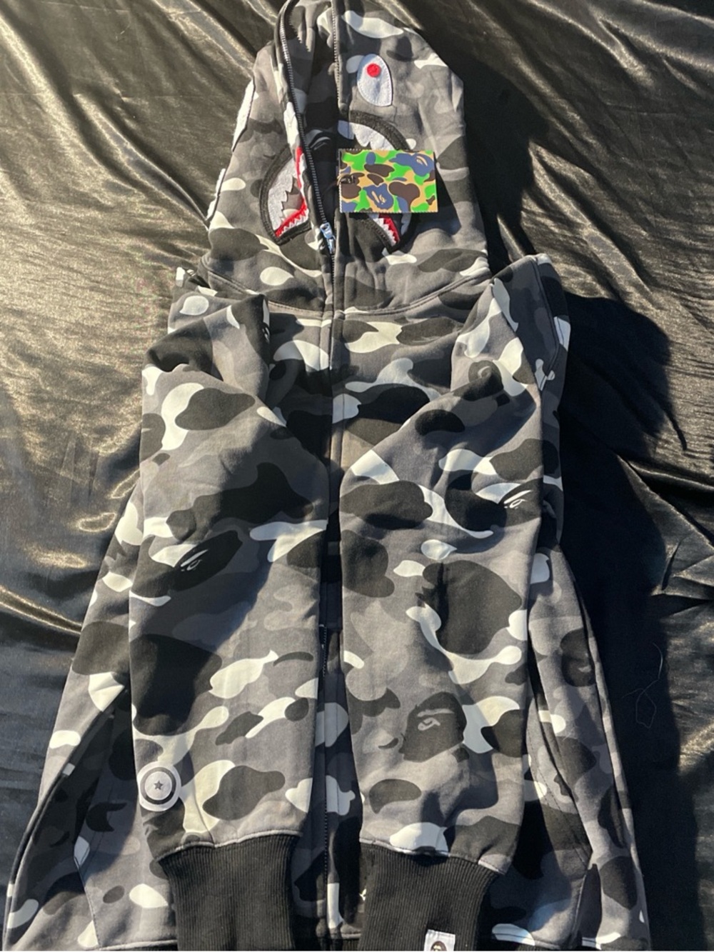 a bathing ape  Full-Zip Camo Hoodie - Grey/Black